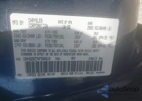 1999 Dodge Durango from USA, damaged, VIN 1B4HS28Z7XF554619